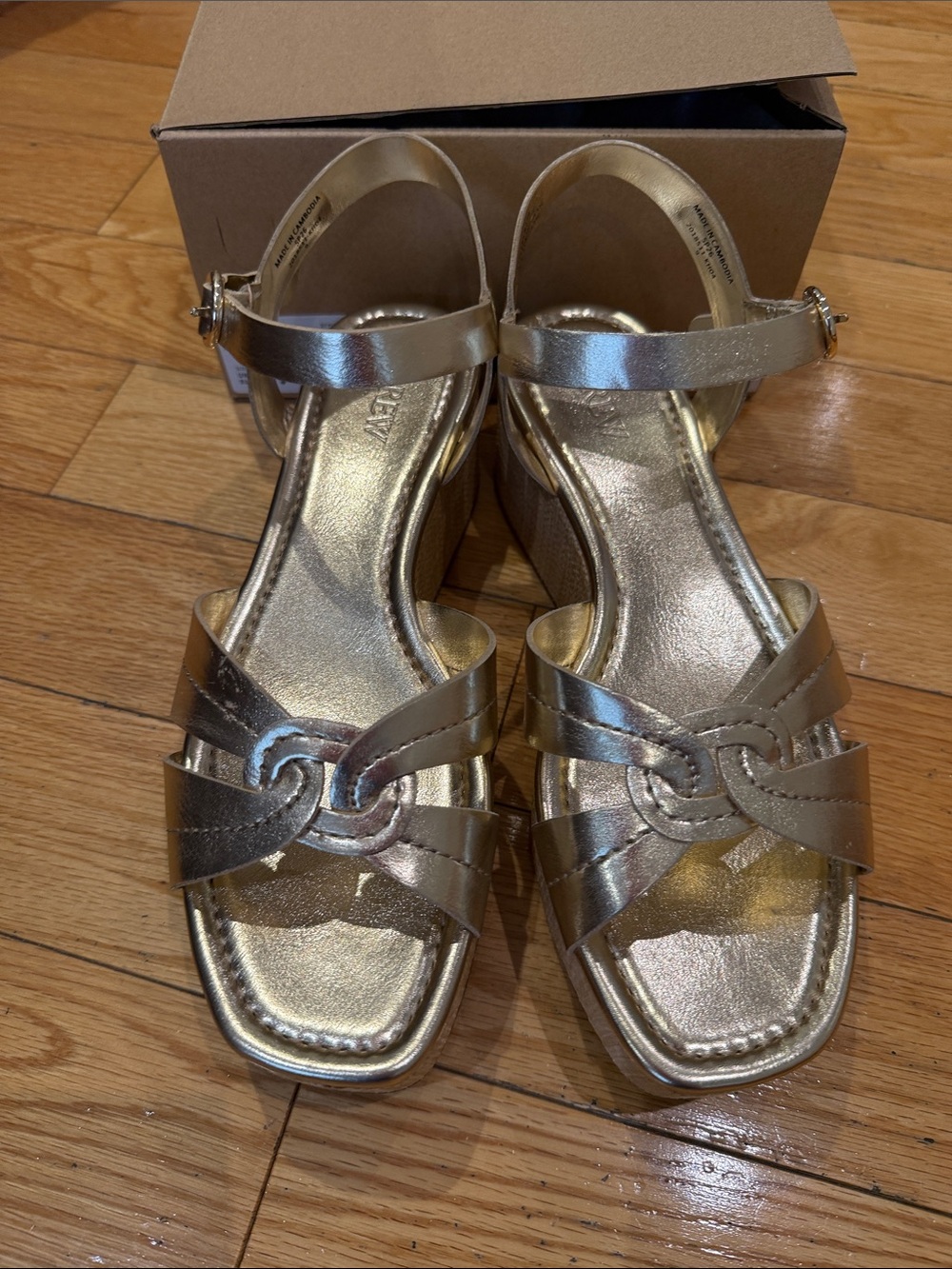 JCREW WOMENS SZ 9 Gold Women's Ankle-Strap Wedge Sandals - Elegant Knot Detail